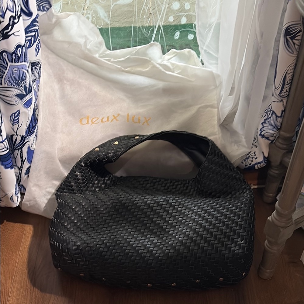 Deux Lux Black Hobo Bag with Textured Design